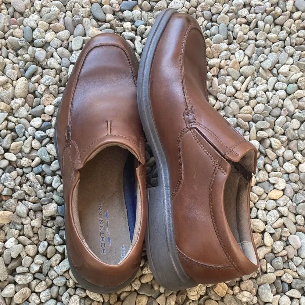 Mens Bostonian Leather Brown Dress Slip On Shoes Size 11.5